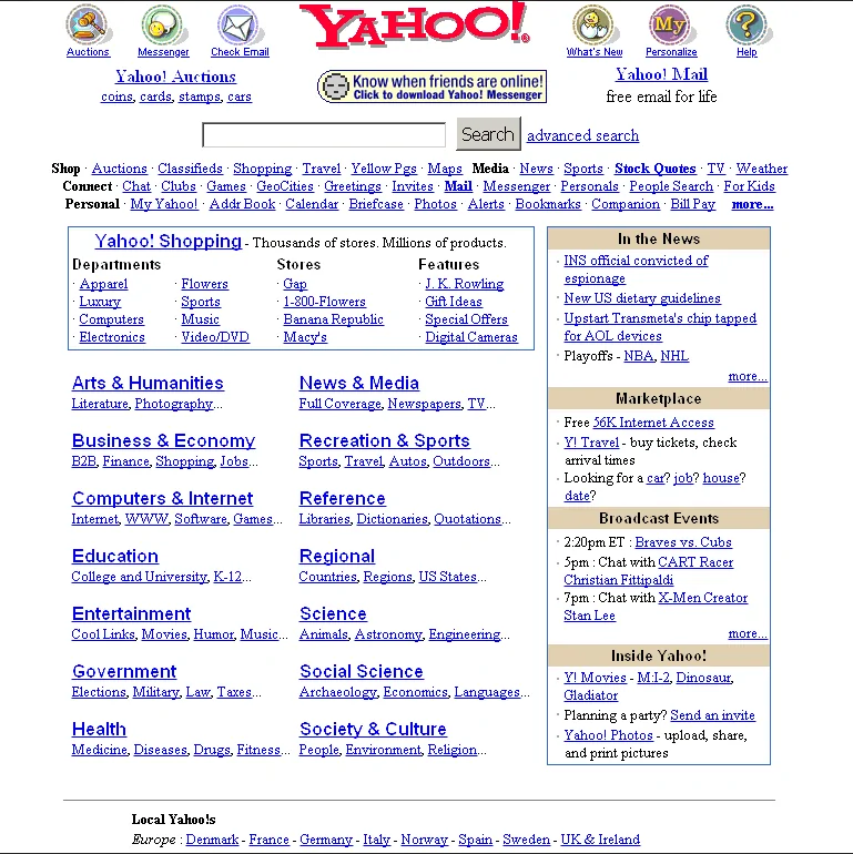 An example website from the 2000s